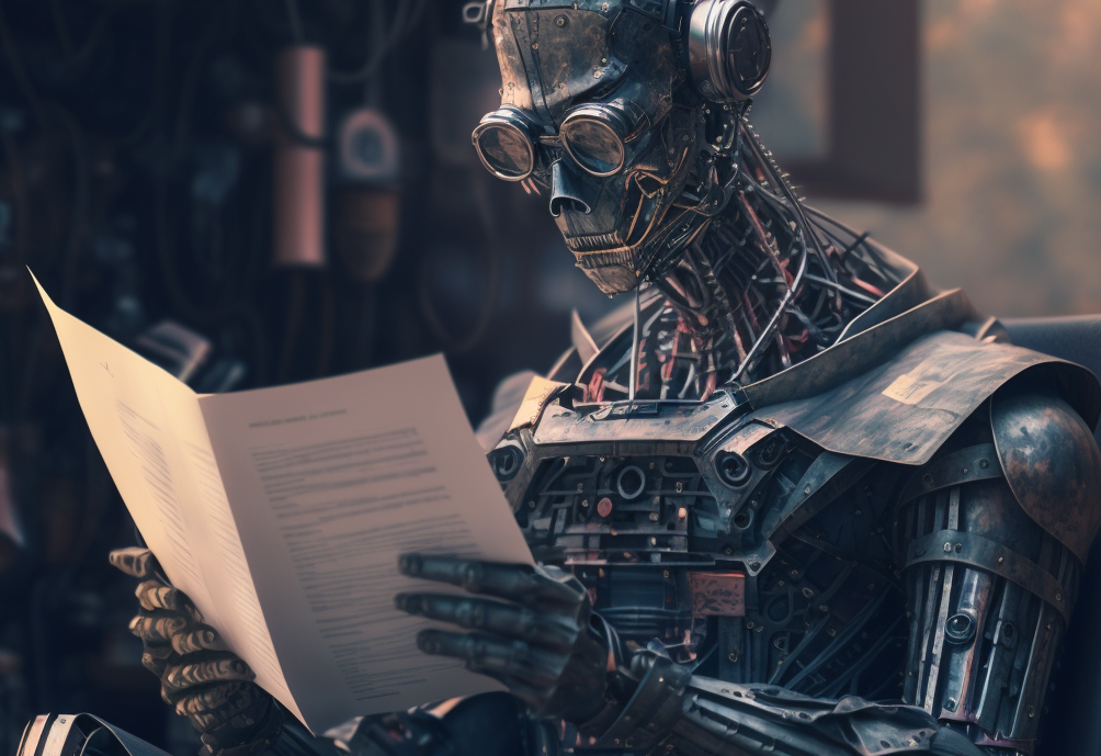 an AI robot reading a CV